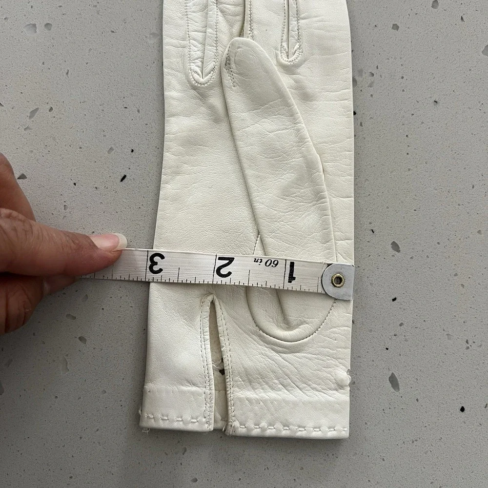 Vintage 50s 60s Genuine Deerskin Leather Gloves set White Black size 6 / 6.5